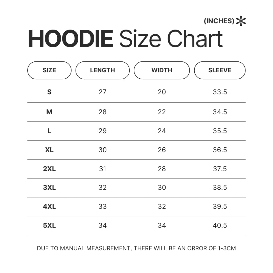 Hoodie Size Chart - Witch Hat Atelier Merch