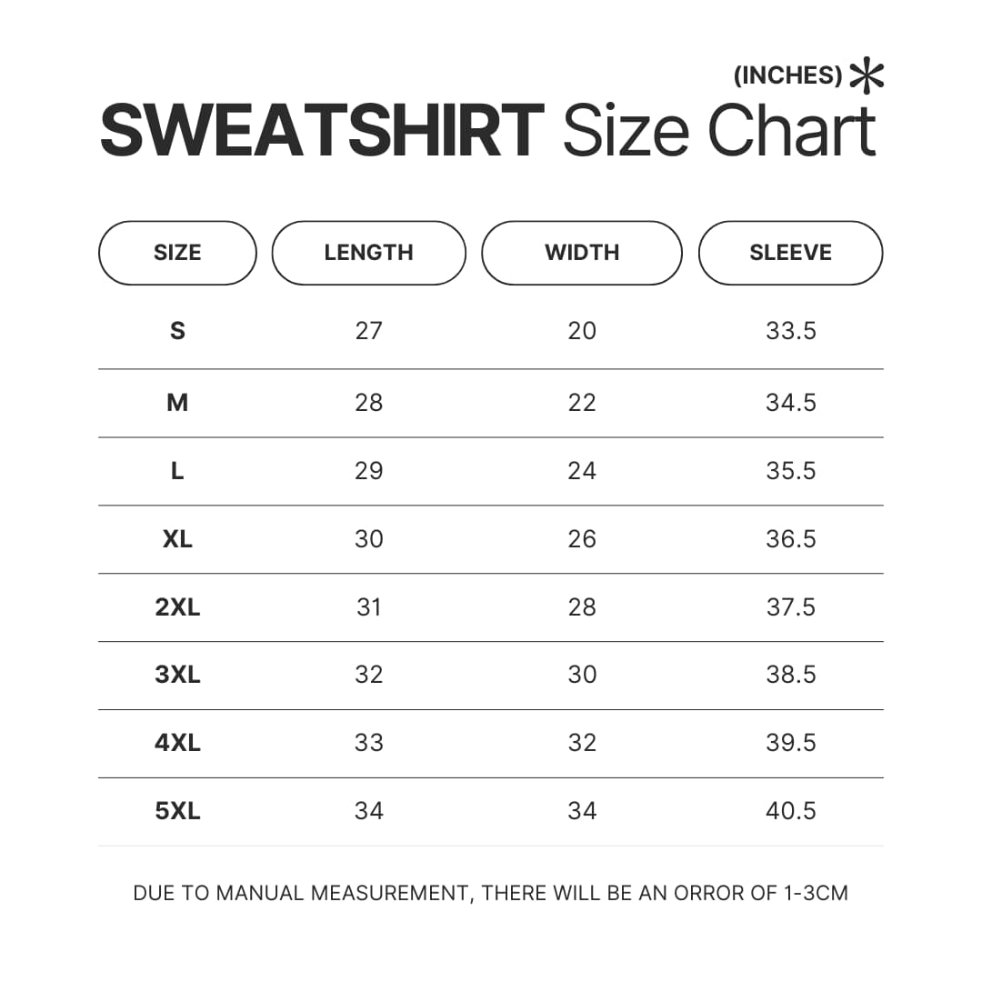 Sweatshirt Size Chart - Witch Hat Atelier Merch