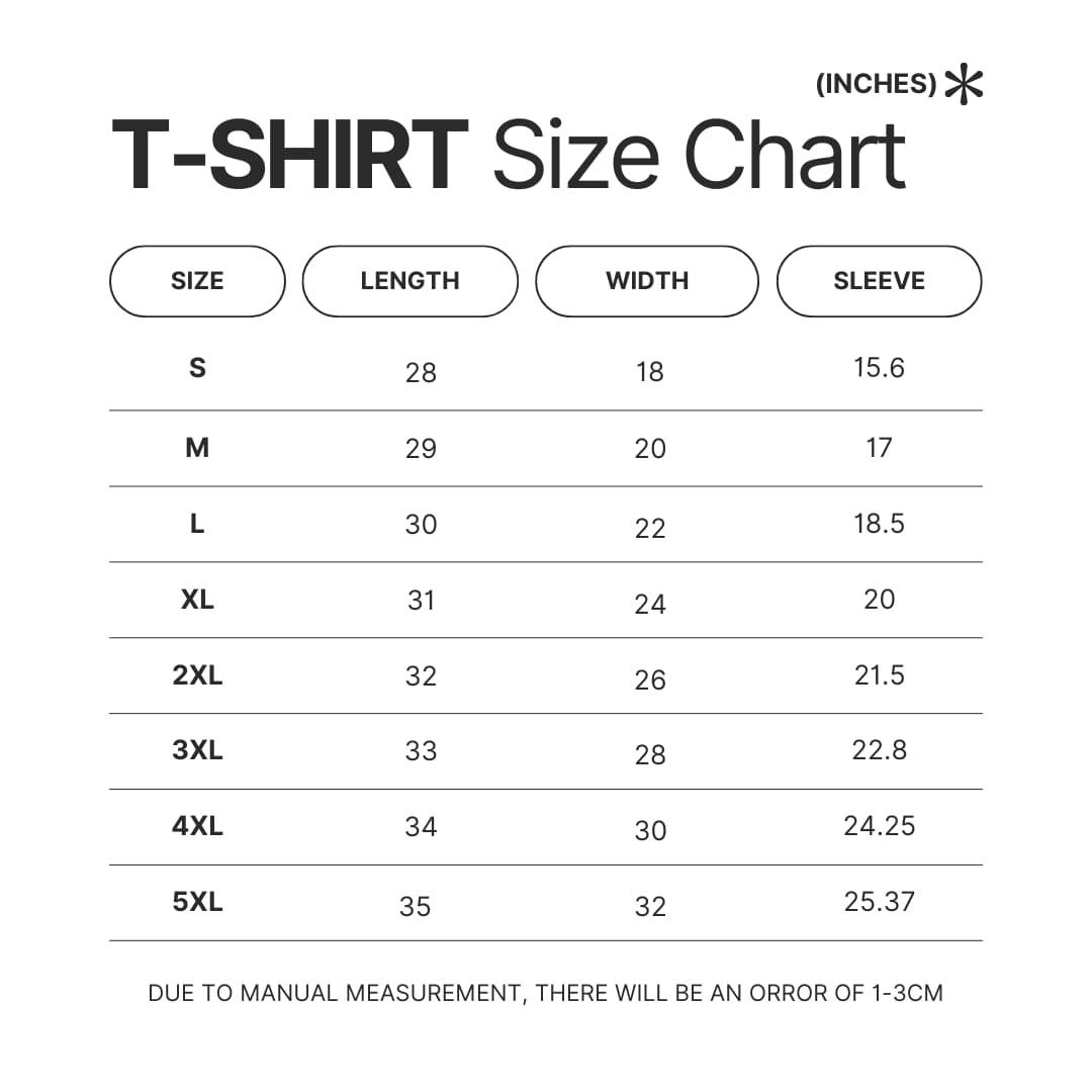 T shirt Size Chart - Witch Hat Atelier Merch